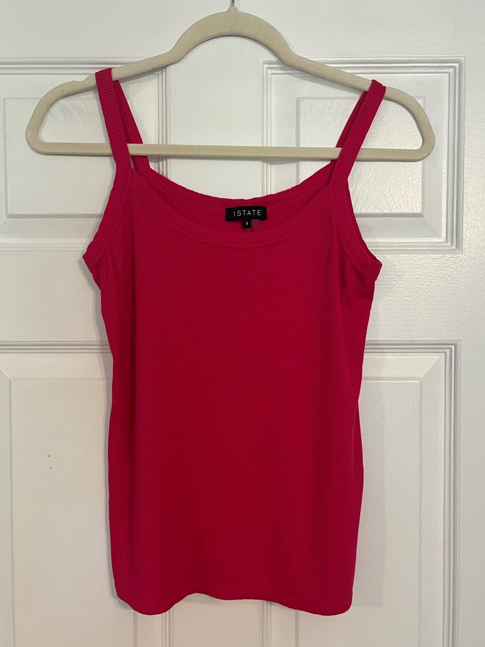 1.STATE Ribbed Scoop Tank Top — Hot Pink